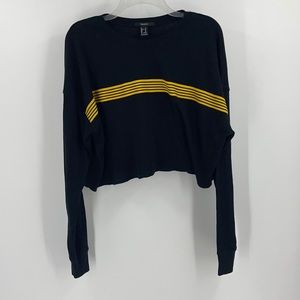 FOREVER 21 black & yellow long sleeve crop top